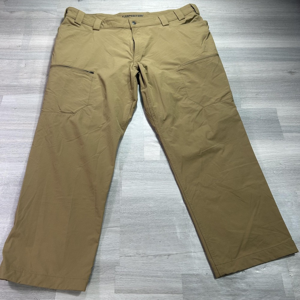 Duluth Trading Co Flexpedition Pants Mens 44x32 Beige Nylon Cargo Relaxed Fit
